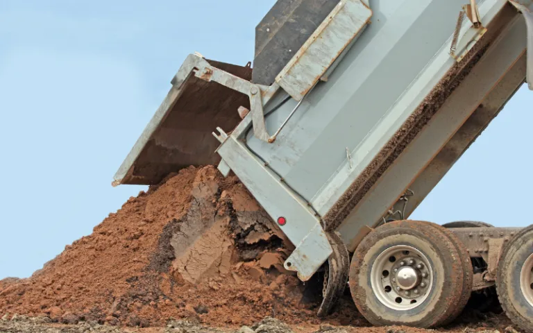 Dump truck unloading 