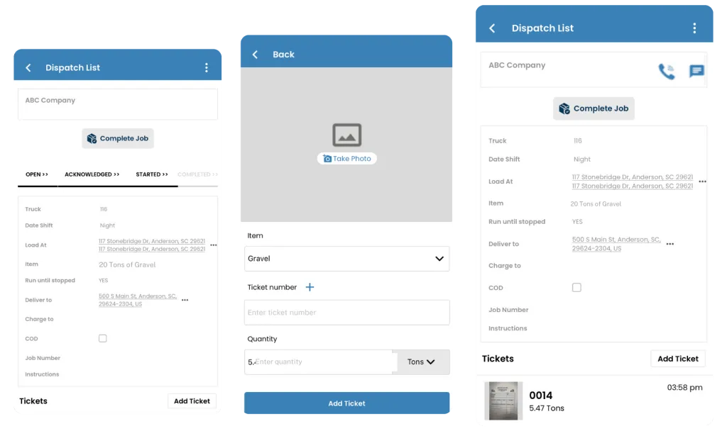 uploading etickets in driver app