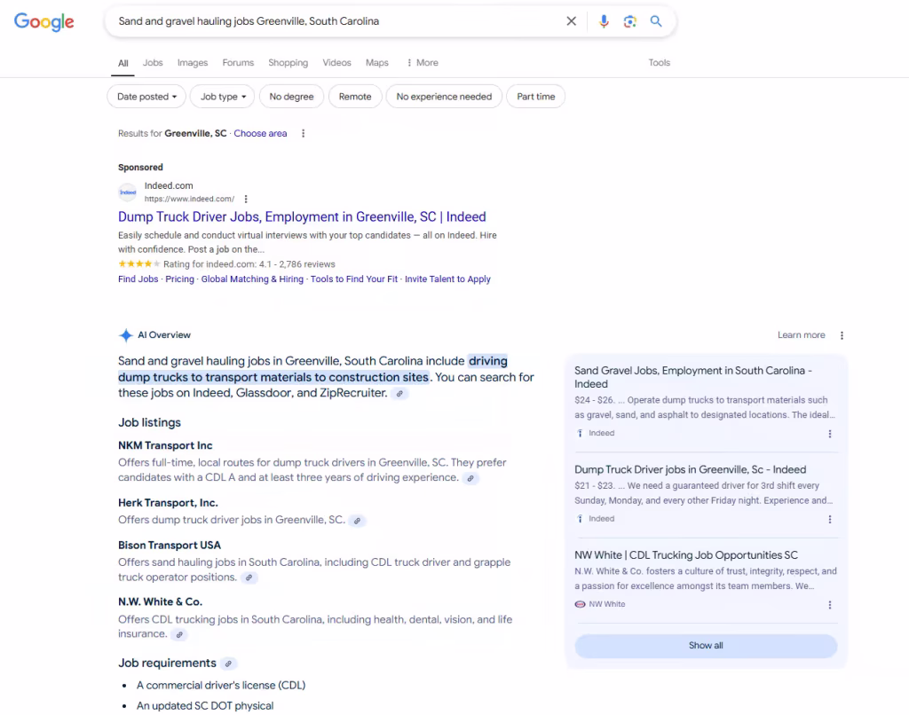 how to find new bulk hauling jobs using search engine