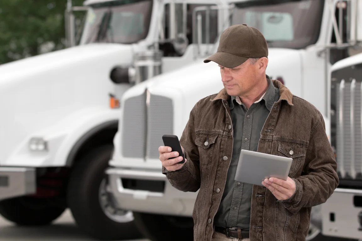 dump truck driver using app