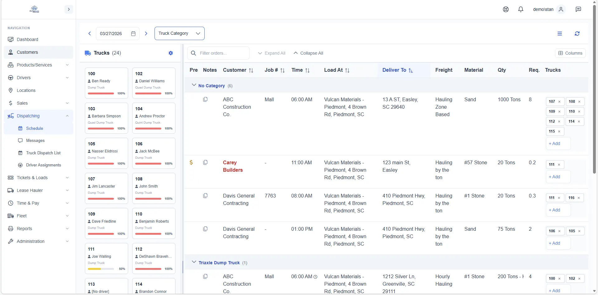 Schedule Menu Expanded
